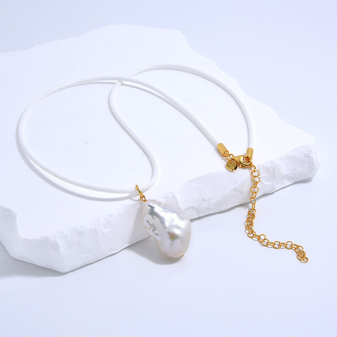 Baroque Pearl Leather Cord Necklace - House Of Pearls